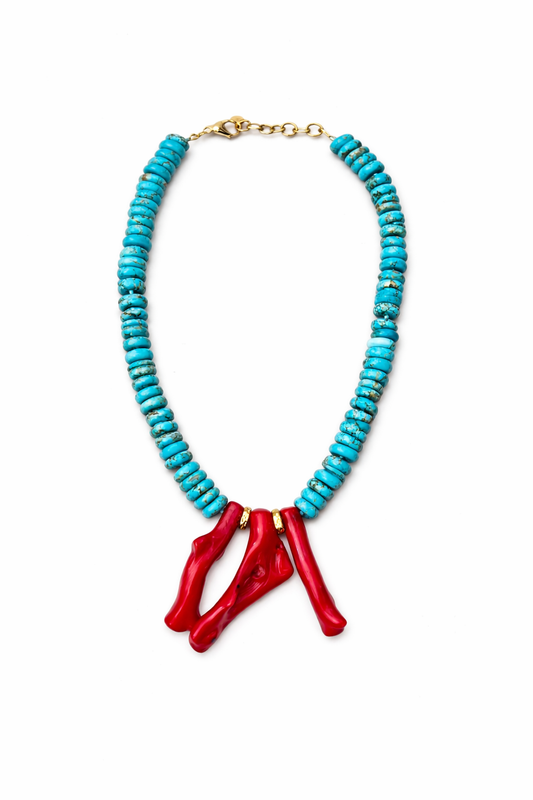 Colar Turquesa e Coral
